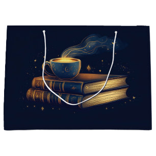 Magical Stars and Coffee with Books Large Gift Bag