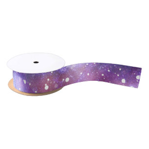 Magical stars galaxy purple sky universe gift wrap satin ribbon