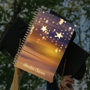 Magical Stars Personalized Name Glitter Lights Notebook