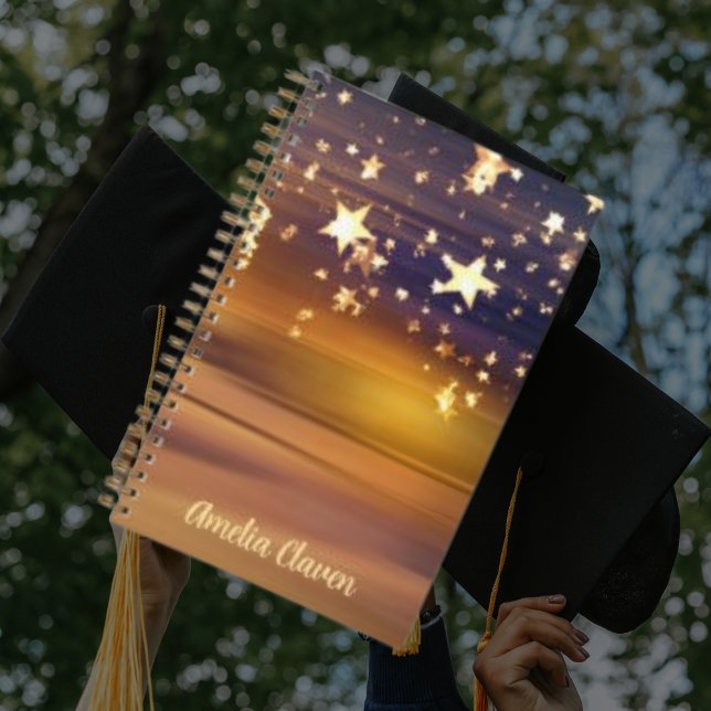 Magical Stars Personalized Name Glitter Lights Notebook (Creator Uploaded)