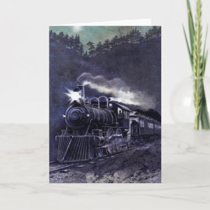 Magical Steam Engine Victorian Train Card