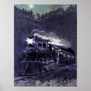 Magical Steam Engine Victorian Train Poster