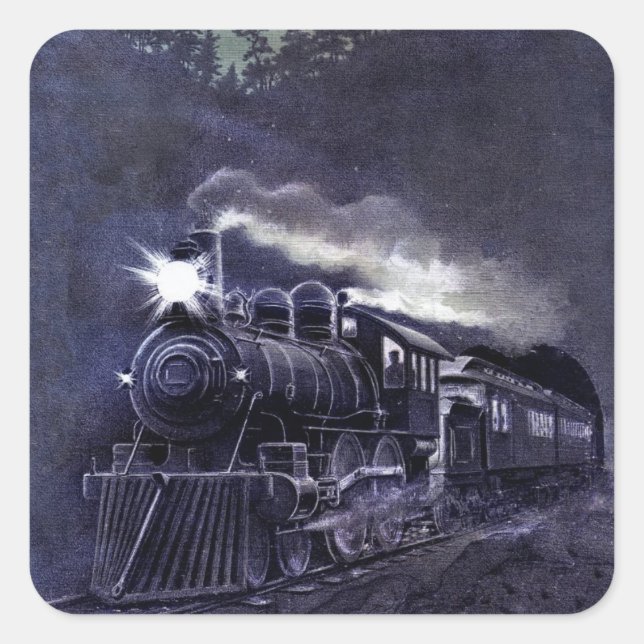 Magical Steam Engine Victorian Train Square Sticker (Front)