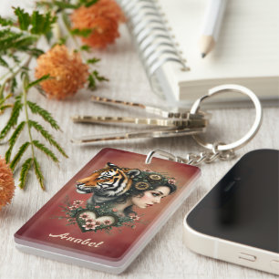 Magical steampunk floral world: keychain