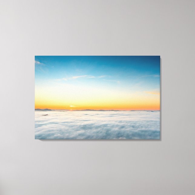 Magical sunrise above clouds canvas print (Front)