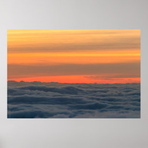 Magical sunset above the clouds poster