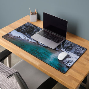 Magical sunset turquoise river Mojstrana, Slovenia Desk Mat