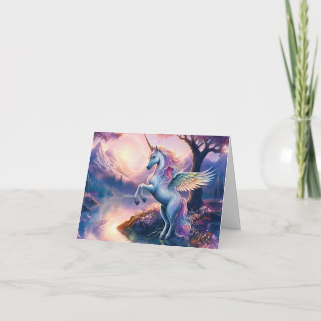 Magical Sunset Unicorn Fantasy Thank you Card (Front)