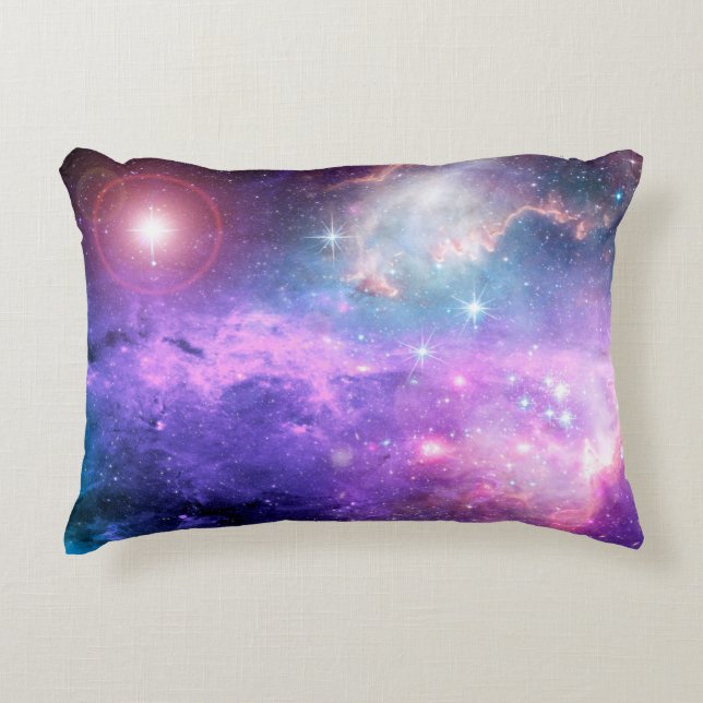Magical surreal colourful space background with ma accent pillow (Front)