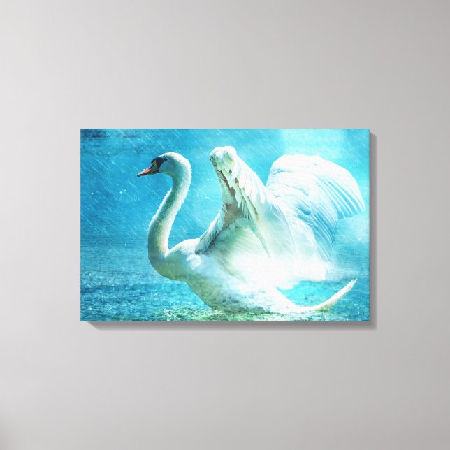 Magical Swan During a Summer Shower Canvas Print (Front)