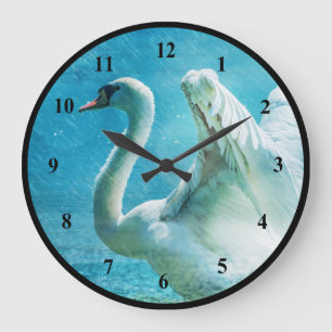 Magical Swan During a Summer Shower Large Clock
