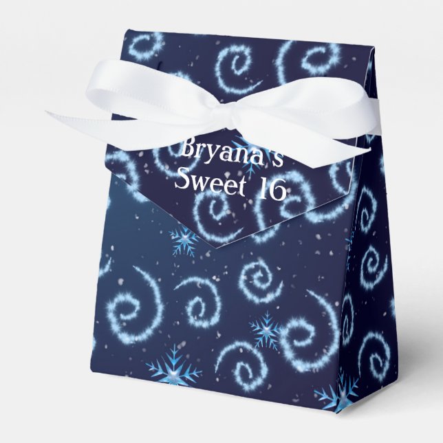Magical Swirl Snowflakes Winter Party Favour Boxes (Front Side)