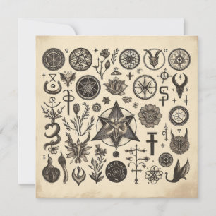 Magical Symbols Antique Drawing Sigils Pattern Card