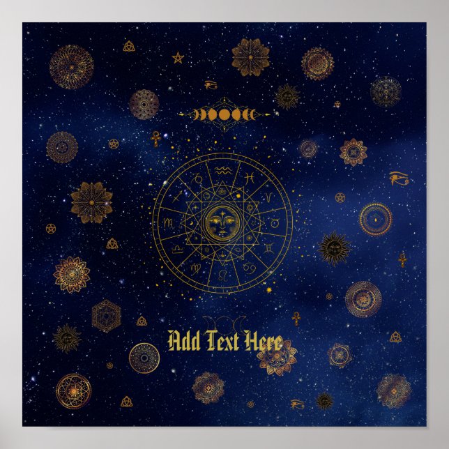 Magical Symbols of Protection Mandala Pagan Witch Poster (Front)