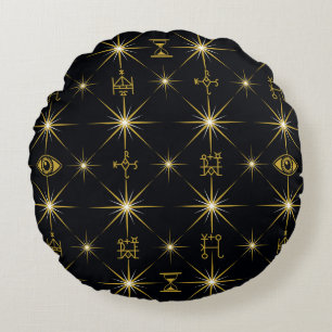 Magical Symbols Pattern Round Pillow