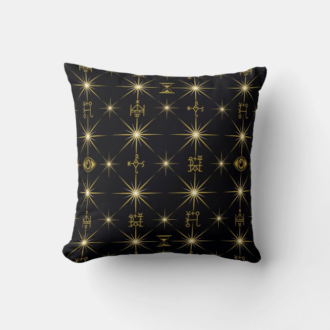 Magical Symbols Pattern Throw Pillow (Front)