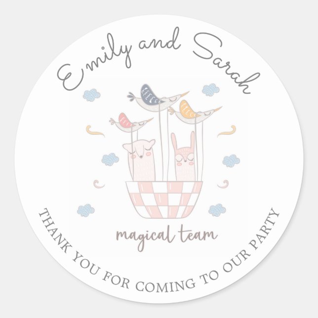 Magical Team | Twins Birthday Sticker (Front)