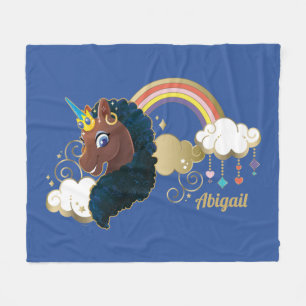 Magical the Unicorn Rainbow & Clouds Design Fleece Blanket