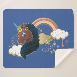 Magical the Unicorn Rainbow & Clouds Design Sherpa Blanket