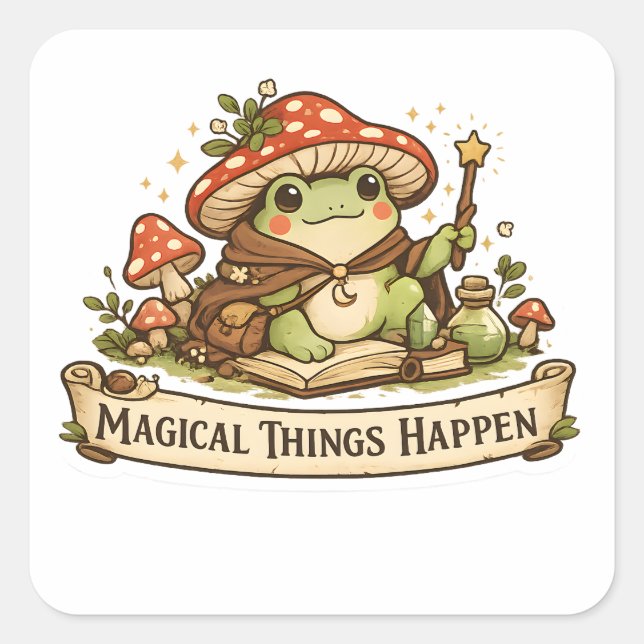 Magical Things Happen Cute Frog Sticker | Cottagec (Front)