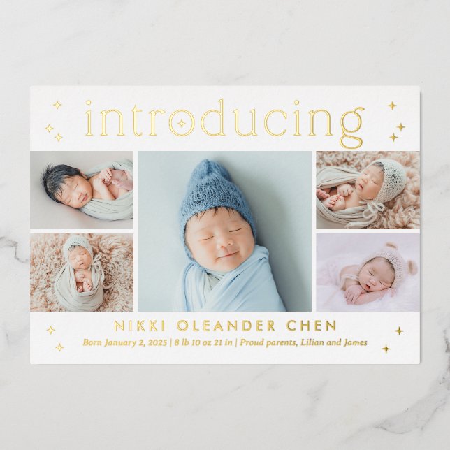 Magical Time Foil Baby Birth Announcement (Front)