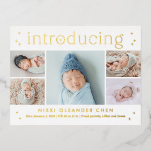 Magical Time Foil Baby Birth Announcement Postcard