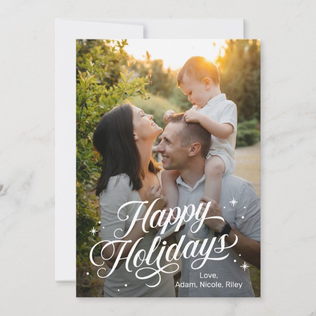 Magical Time Happy Holidays Editable Colour Card (Front)