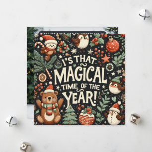 Magical time of the year Forest fantasy bear Holiday Card
