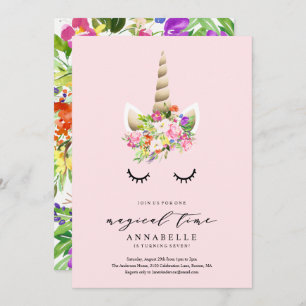 Magical Time Unicorn Birthday Invitation