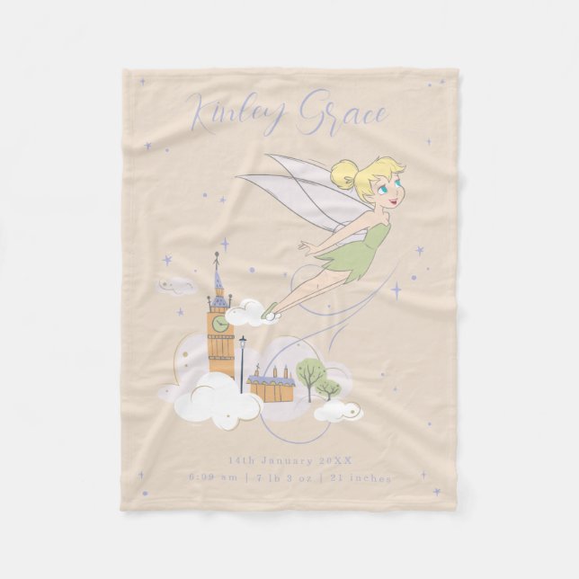 Magical Tinker Bell  Birth Stats  Fleece Blanket (Front)