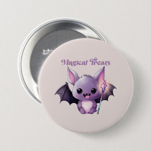 Magical Treats – Cute Purple Bat Halloween 3 Inch Round Button