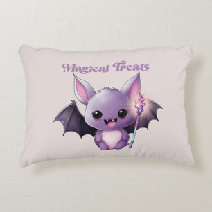 Magical Treats – Cute Purple Bat Halloween Accent Pillow