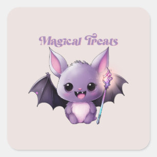 Magical Treats with Cute Bats Square Sticker