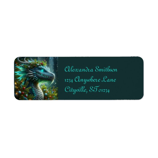Magical Turquoise Christmas Dragon (Front)