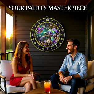 Magical Turtle Butterfly Rustic Room Art Dartboard