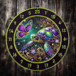 Magical Turtle Butterfly Rustic Room Art Dartboard