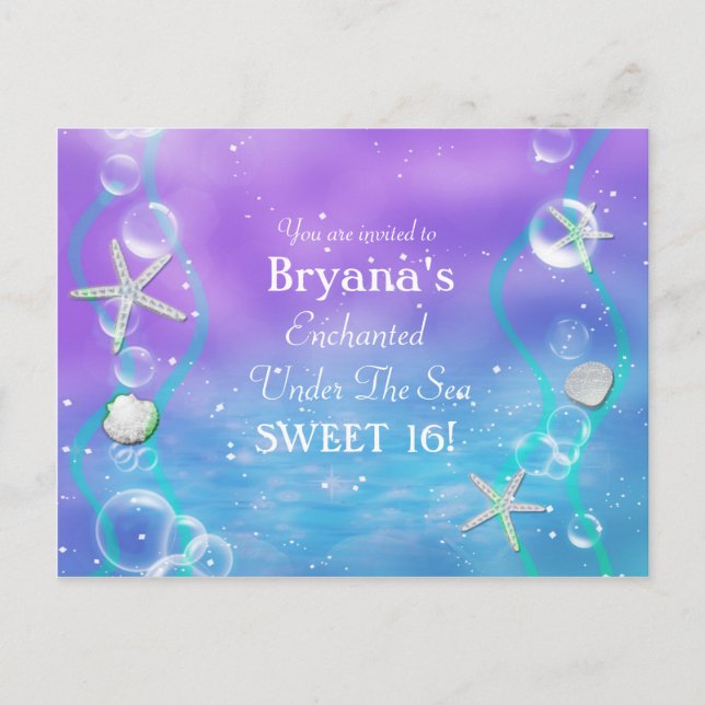Magical Under the Sea Birthday Postcard Invitation (Front)
