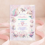 Magical Under the Sea Ocean Animals Girl Birthday Invitation<br><div class="desc">Dive into birthday magic with this adorable under-the-sea themed invitation featuring a charming crew of ocean friends! With dreamy pastel hues of pink, lavender, and aqua, glittery details, and the cutest sea creatures—like a narwhal, dolphin, jellyfish, turtle, and baby whale—this design makes a splash for any ocean-obsessed child. Perfect for...</div>