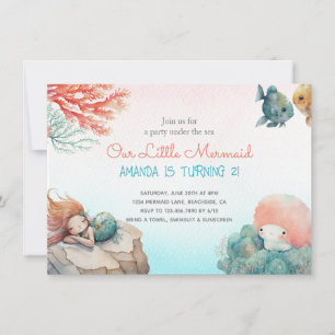 Magical Under The Sea Watercolor Birthday Invitation