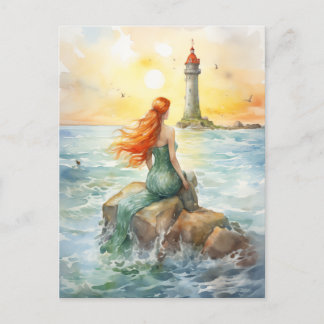Magical Underwater Mermaid Castle with Coral Reef Holiday Postcard