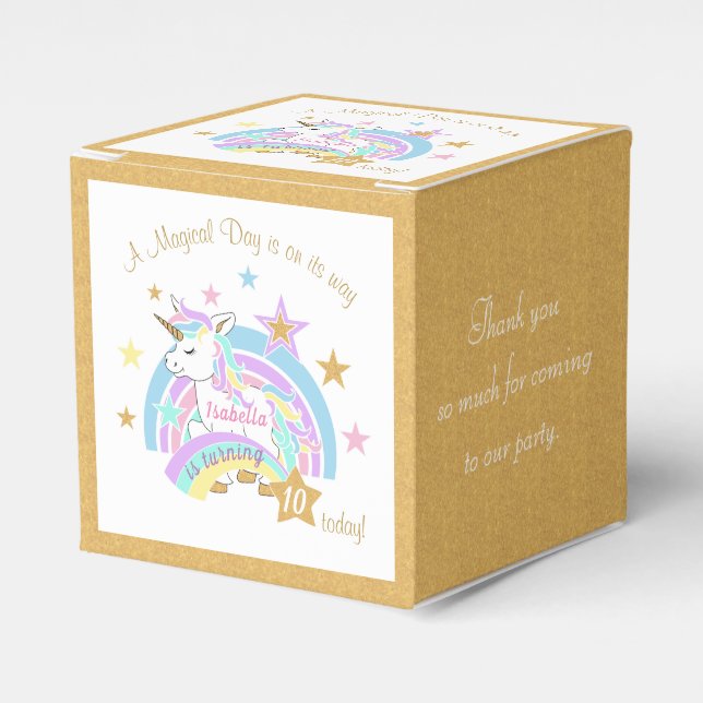 Magical Unicorn 00th Birthday Favor Box (Front Side)