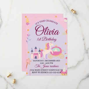 Magical Unicorn 1er anniversaire Invitation pour f