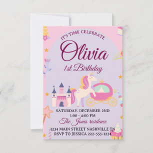 Magical Unicorn 1er anniversaire Invitation pour f