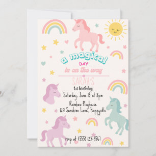 Magical Unicorn 1er anniversaire Invitation pour f