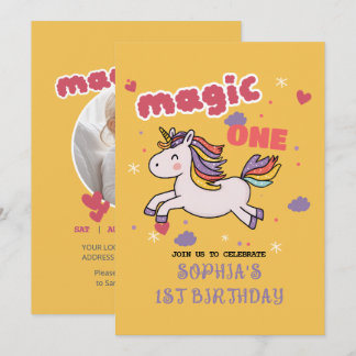 Magical Unicorn 1st Birthday Invitation