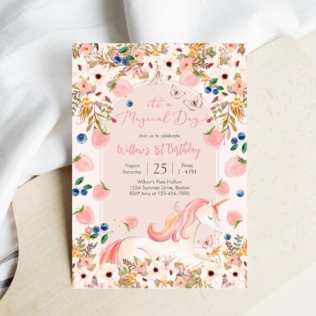 Magical Unicorn 1st Birthday Invitation (Creator Uploaded)