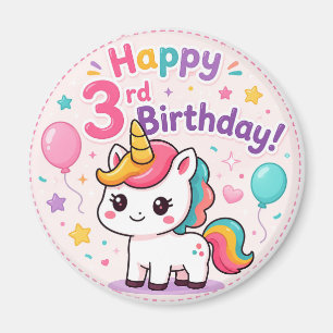Magical Unicorn 3rd Birthday Celebration Magnet
