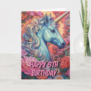 Magical Unicorn 8th Birthday Folded Card
