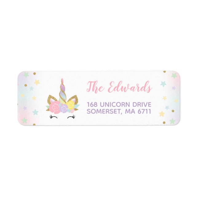 Magical Unicorn Address Labels Unicorn Party (Front)