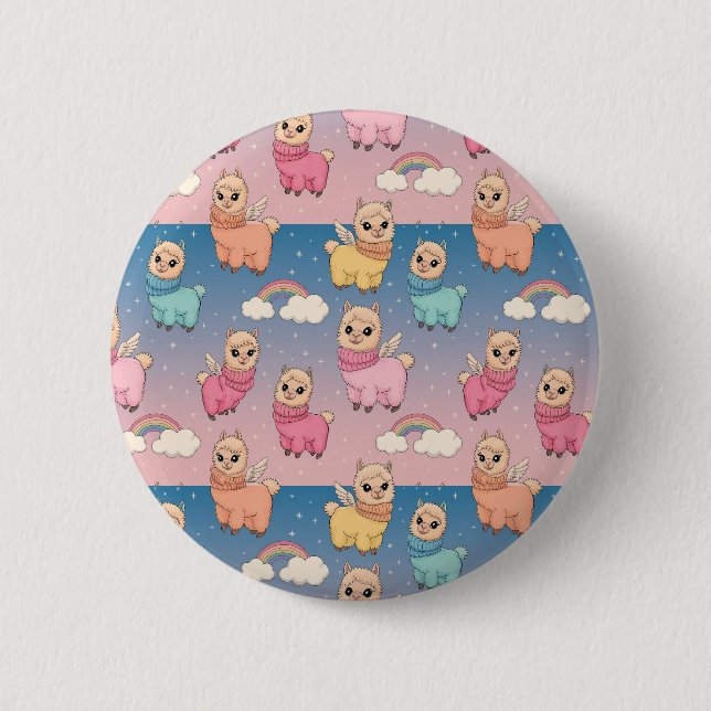Magical Unicorn and Stars Pattern Design 2 Inch Round Button (Front)